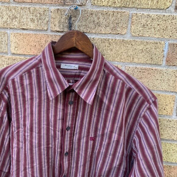 Vintage Burberry London Striped Button Up Shirt XXL - Picture 6 of 10